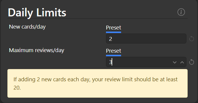 review limit should be at least 20